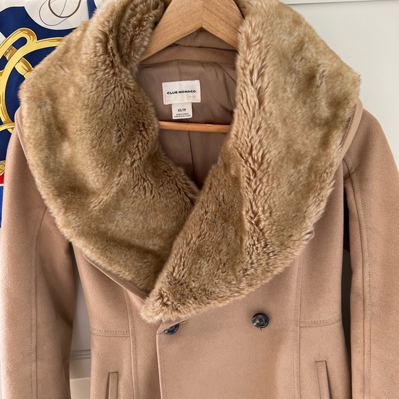 Club Monaco Women's Jacket & Coat Beige Wool Pea Coat - Picture 3 of 12